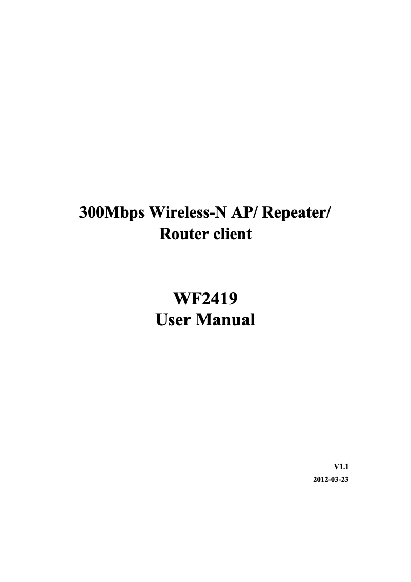 Page n°1 - Mode d'emploi Netis WF2419