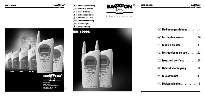 Page n°1 - Manuel utilisateur Babyfon BM 1000S