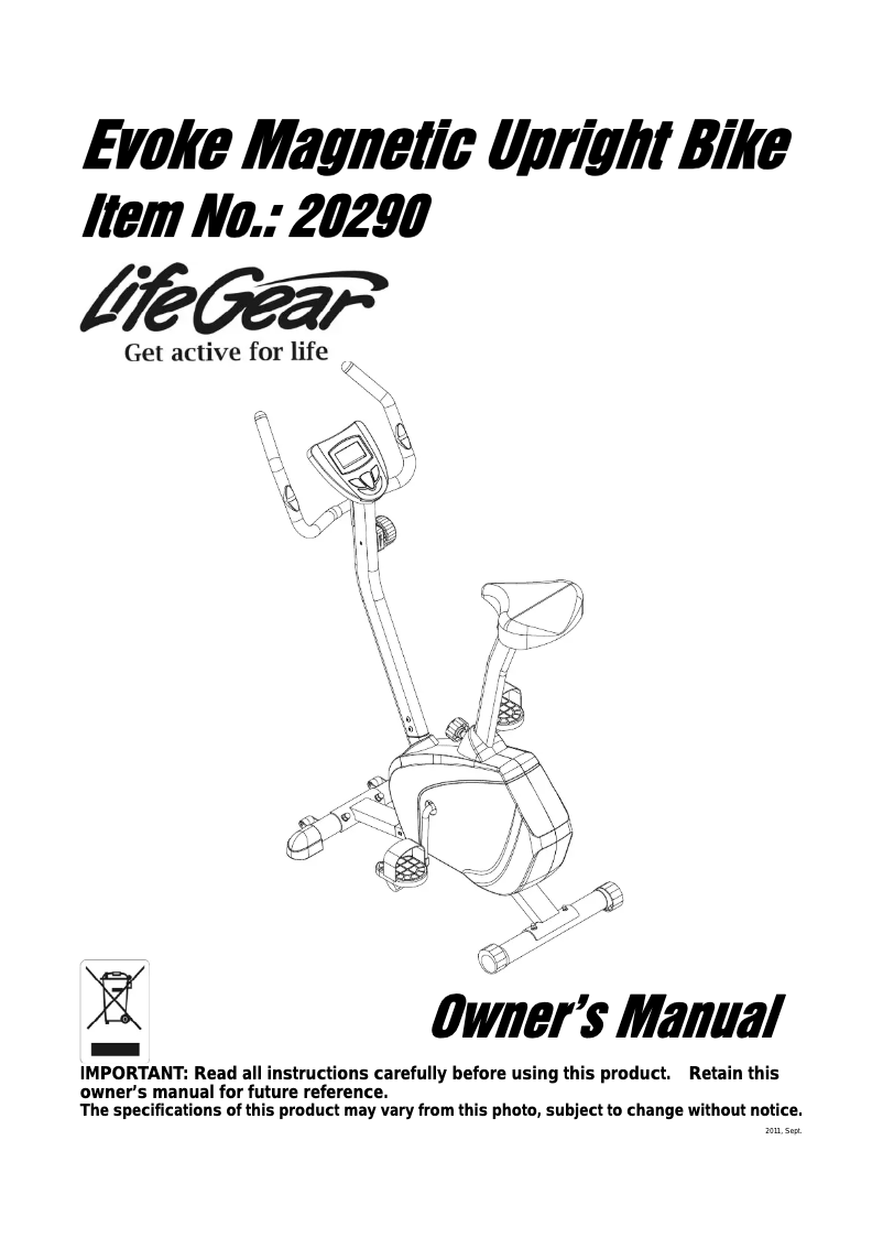 Page 1 de la notice Manuel utilisateur Life Gear Evoke 20290