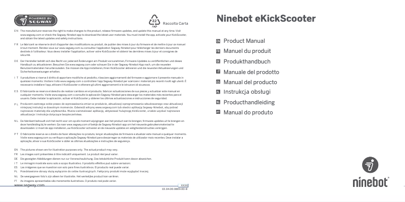 Page 1 de la notice Manuel utilisateur Segway Ninebot eKickscooter C2