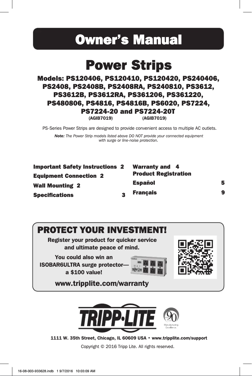 Page n°1 - Manuel utilisateur Tripp Lite PS4816B