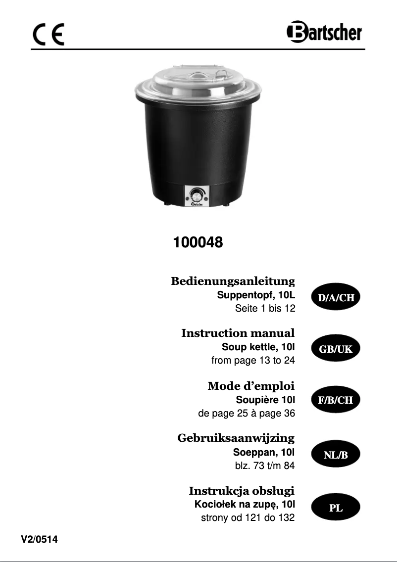 Page n°1 - Manuel utilisateur Bartscher 100048