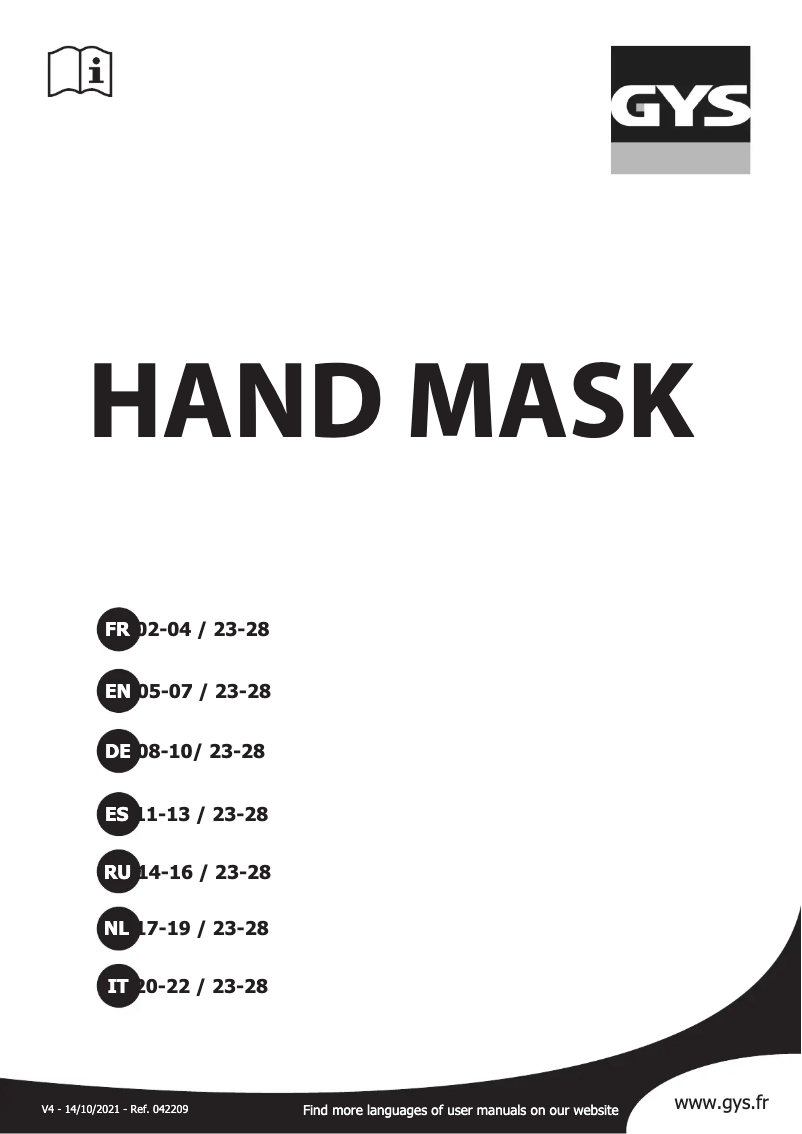 Image de la première page du manuel de l'appareil Hand Mask