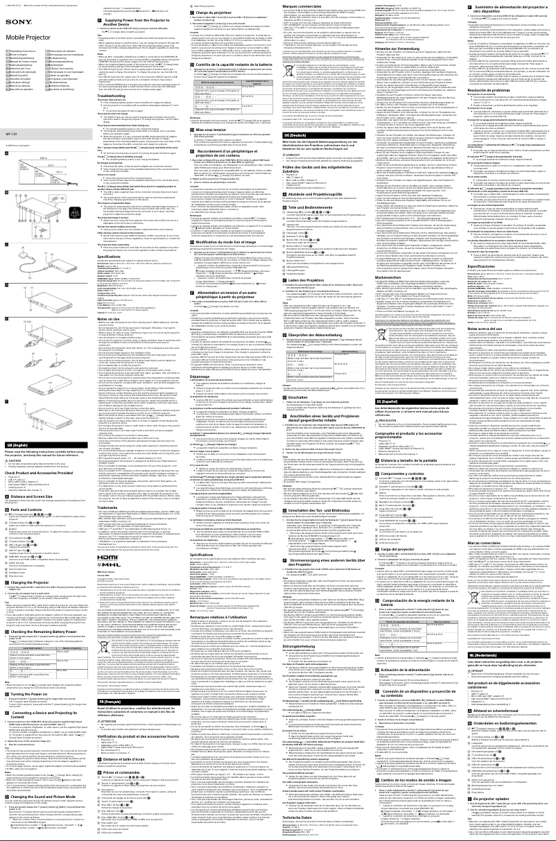 Page 1 de la notice Manuel utilisateur Sony MP-CD1