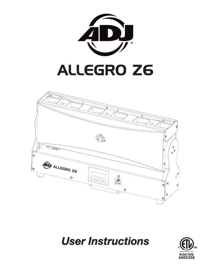 Page 1 de la notice Manuel utilisateur American DJ Allegro Z6