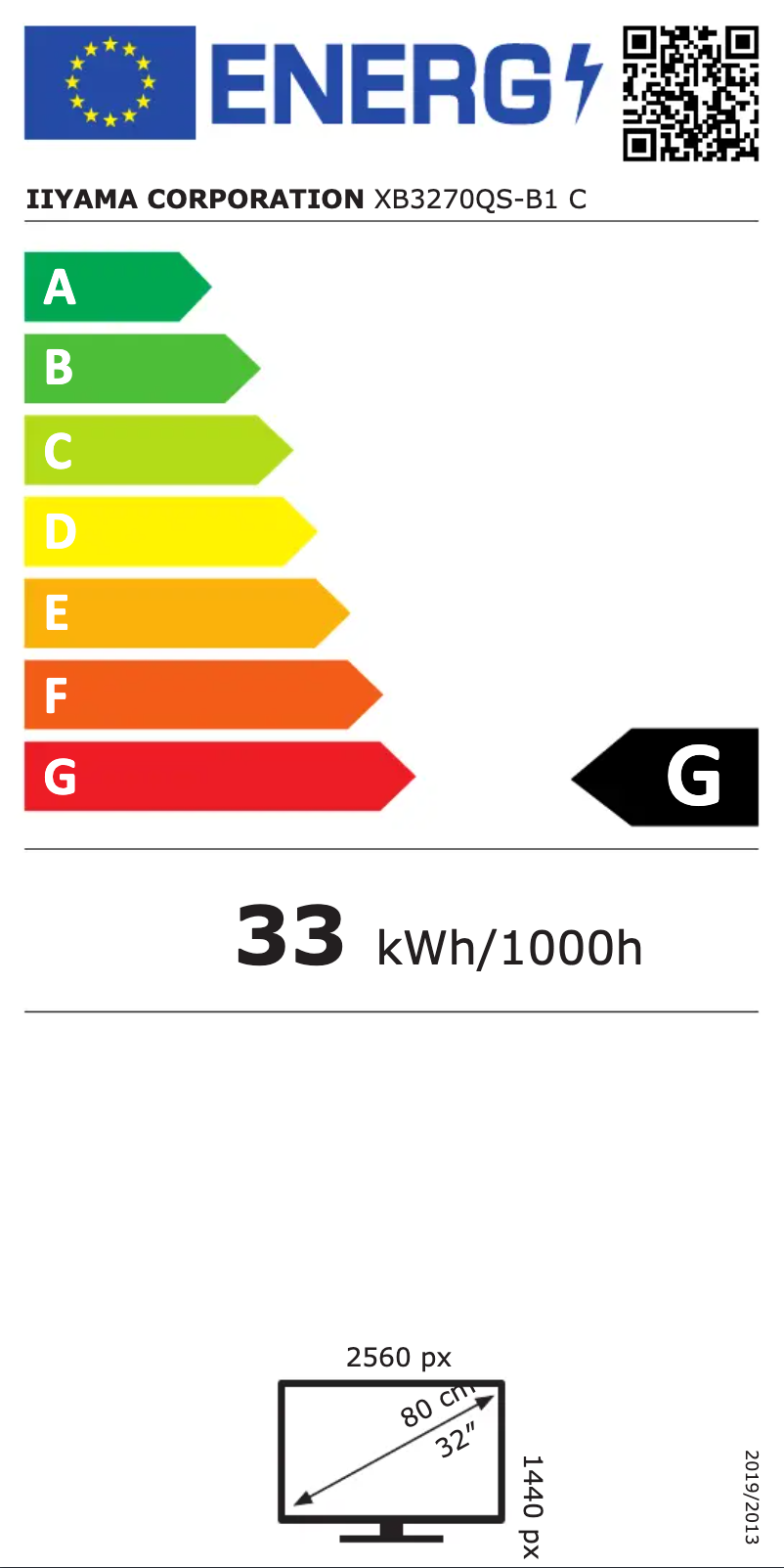 Page n°1 - Label énergétique Iiyama ProLite XB3270QS