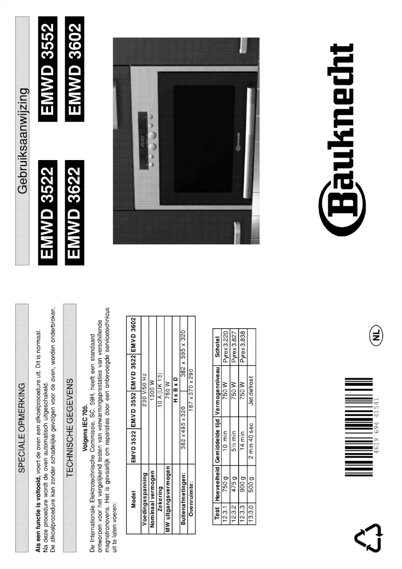 Page 1 de la notice Manuel utilisateur Bauknecht EMWD 3622 1