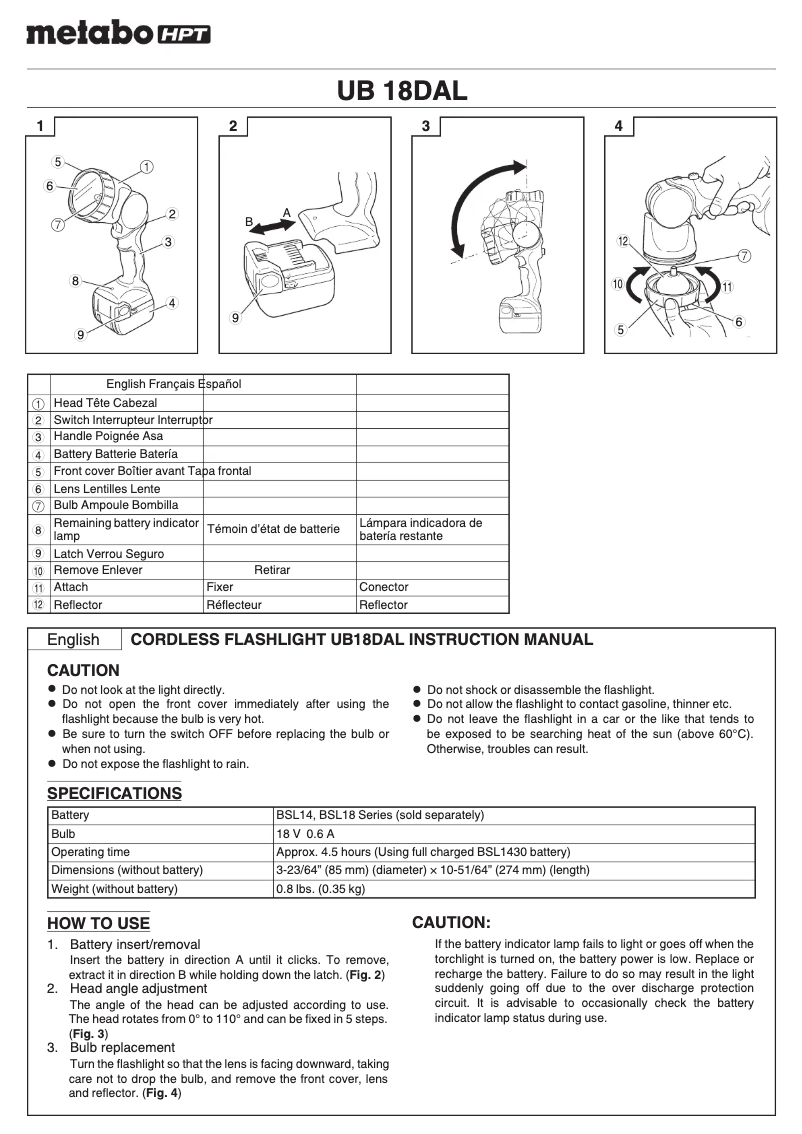 Image de la première page du manuel de l'appareil UB18DAL