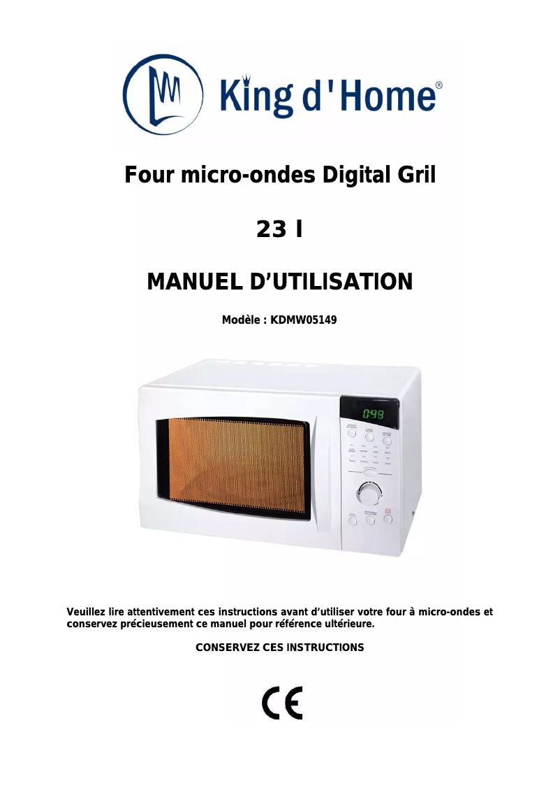 Page n°1 - Manuel utilisateur King D'Home KDMW05149