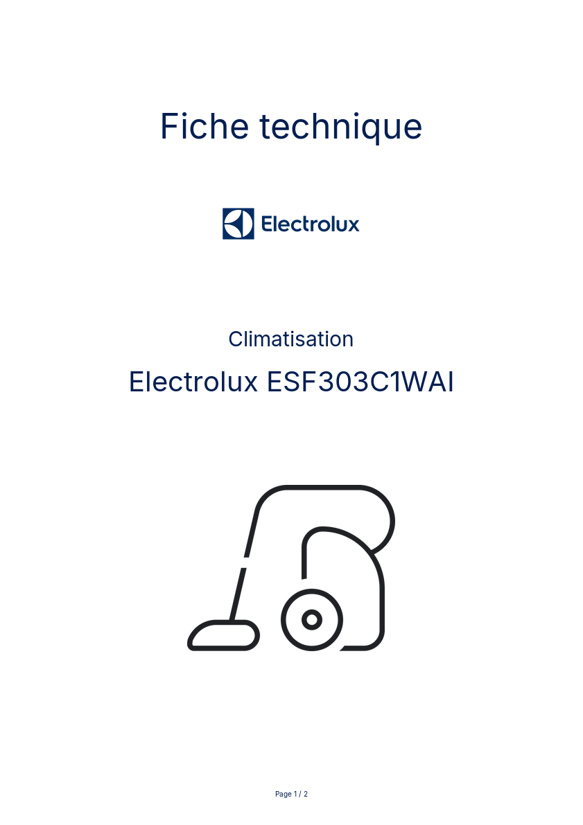 Image de la première page du manuel de l'appareil ESF303C1WAI