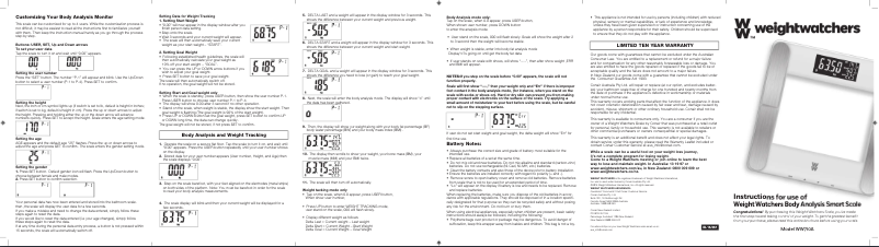 Image de la première page du manuel de l'appareil Body Analysis Smart Scale WW710A