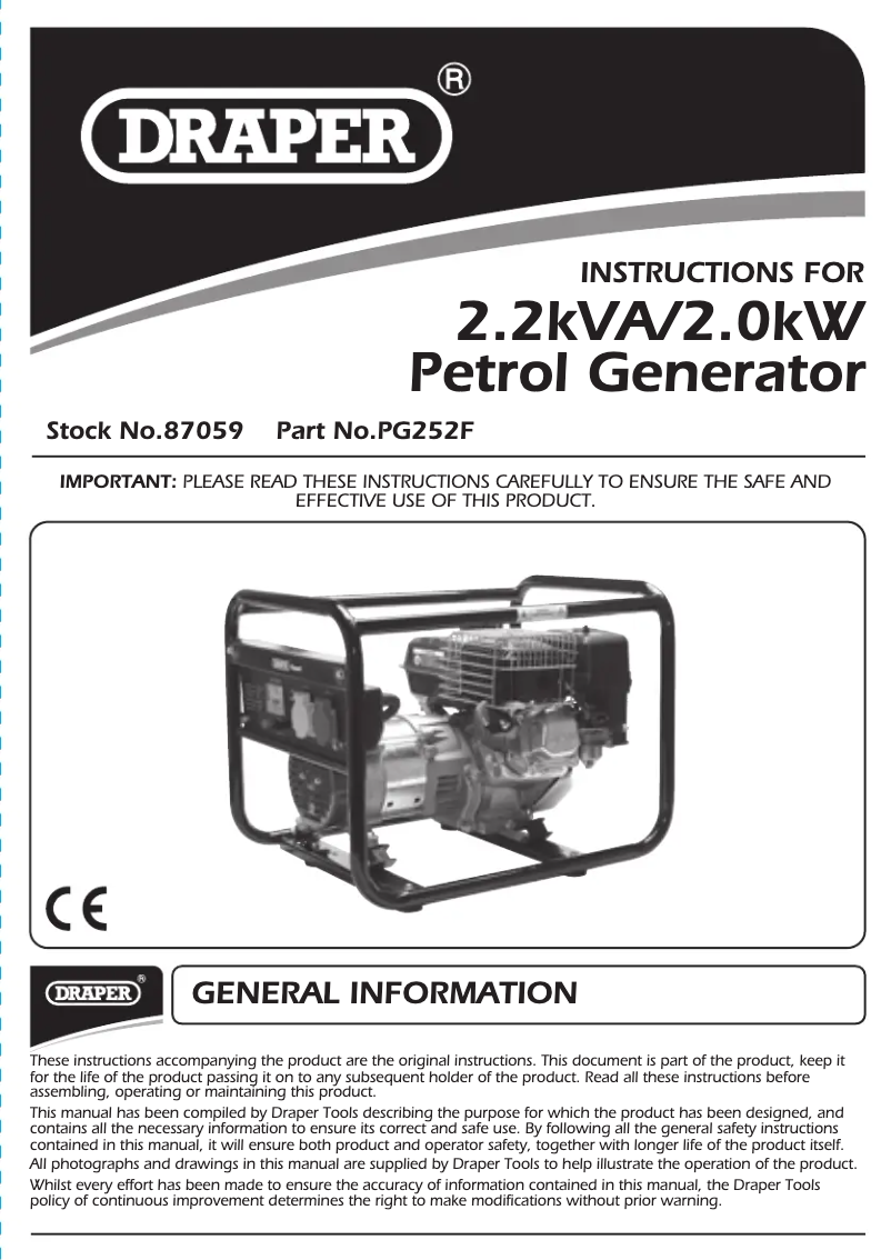 Page 1 de la notice Manuel utilisateur Draper 87059