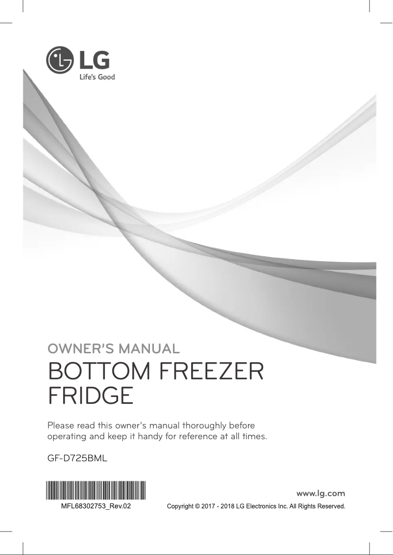 Page 1 de la notice Manuel utilisateur LG GF-D725BML