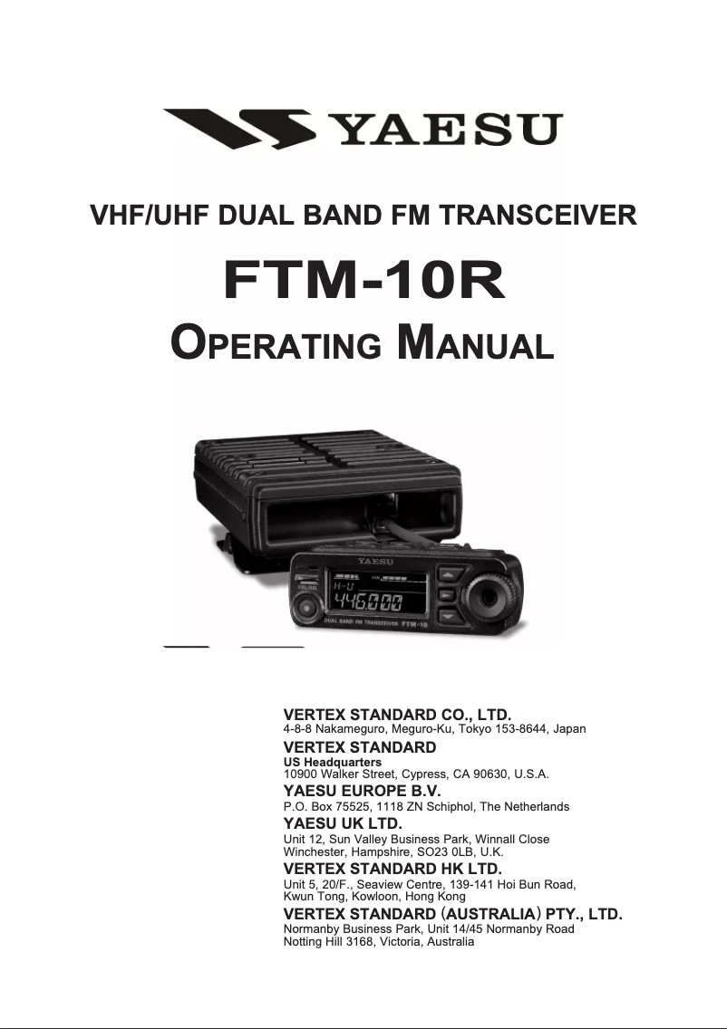 Imagen de la primera página del manual del dispositivo FTM-10R