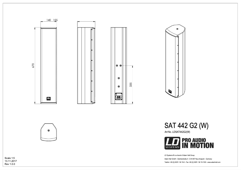 Página 1 del manual Ficha técnica LD Systems SAT 442 G2 W