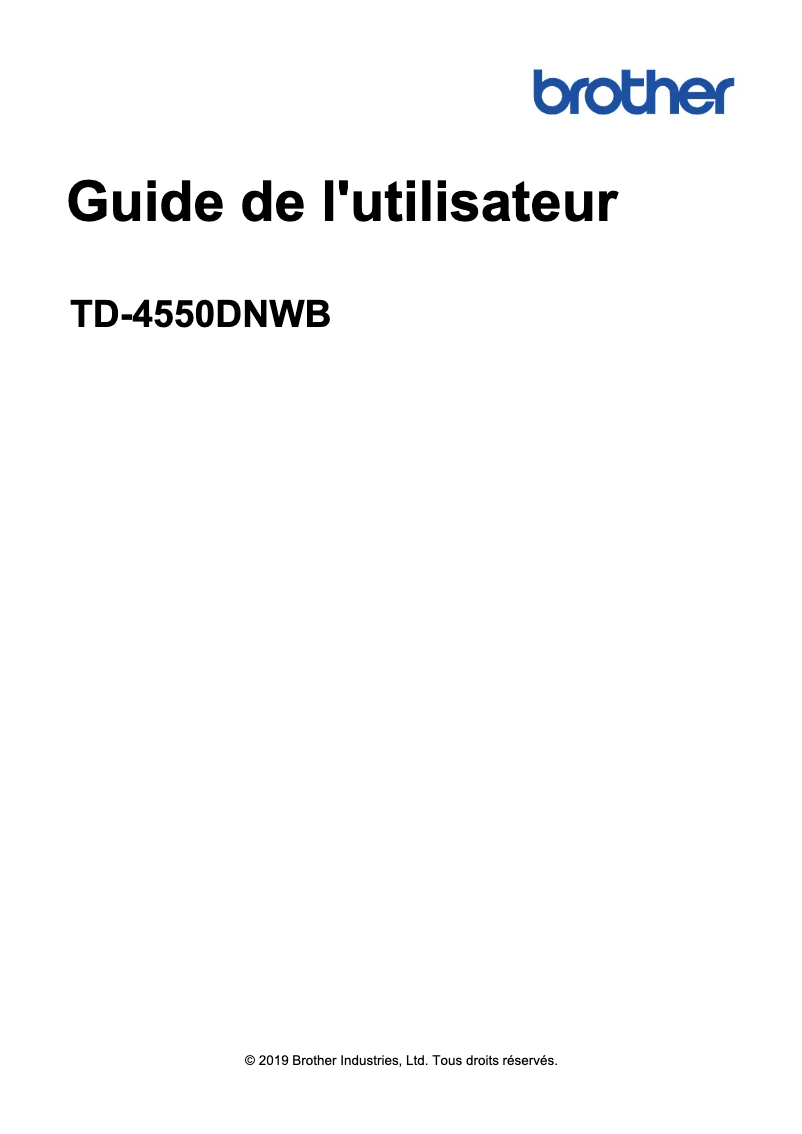 Page n°1 - Manuel utilisateur Brother TD-4550DNWB