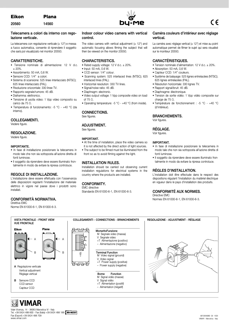 Page 1 de la notice Manuel utilisateur Vimar 14560