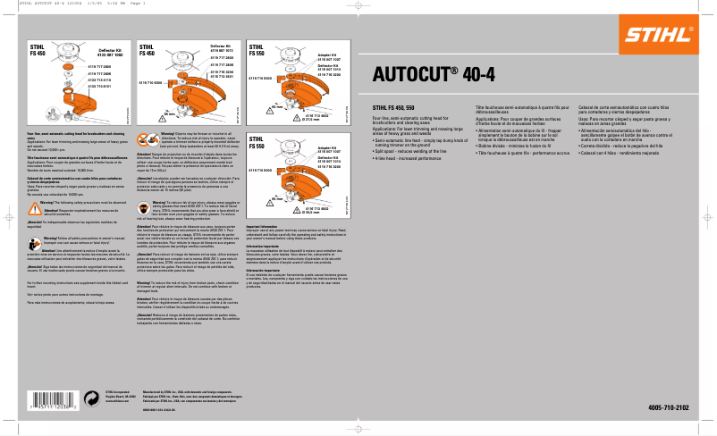 Page 1 de la notice Manuel utilisateur Stihl AutoCut 40-4