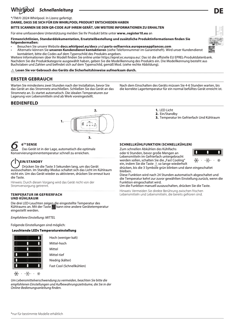 Page n°1 - Manuel d'utilisation et d'entretien Whirlpool WBUL021