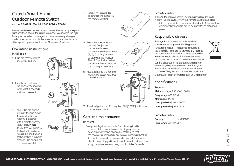Página 1 del manual Manual de usuario Cotech 52008X36 + 50074