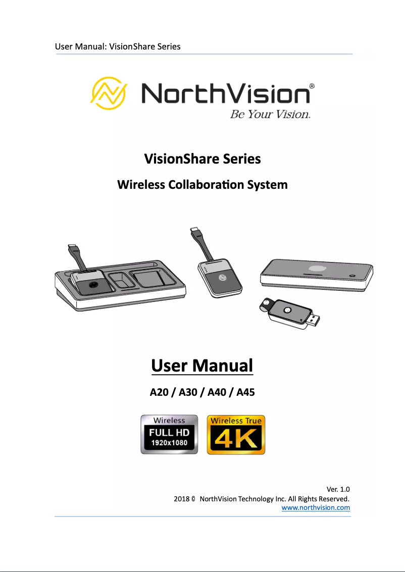 Page n°1 - Manuel utilisateur NorthVision VisionShare A20