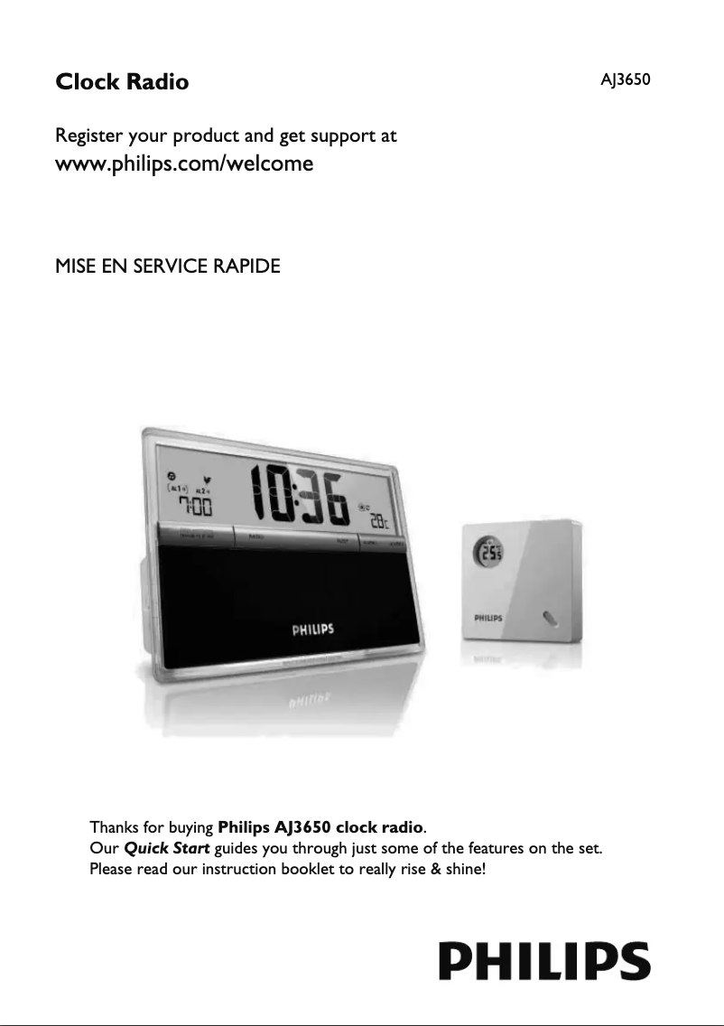 Page 1 de la notice Guide de démarrage rapide Philips AJ3650