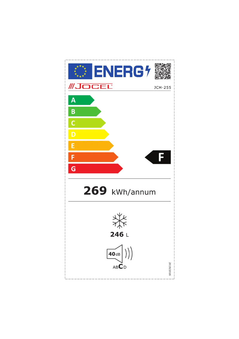 Page 1 de la notice Label énergétique Jocel JCH-255