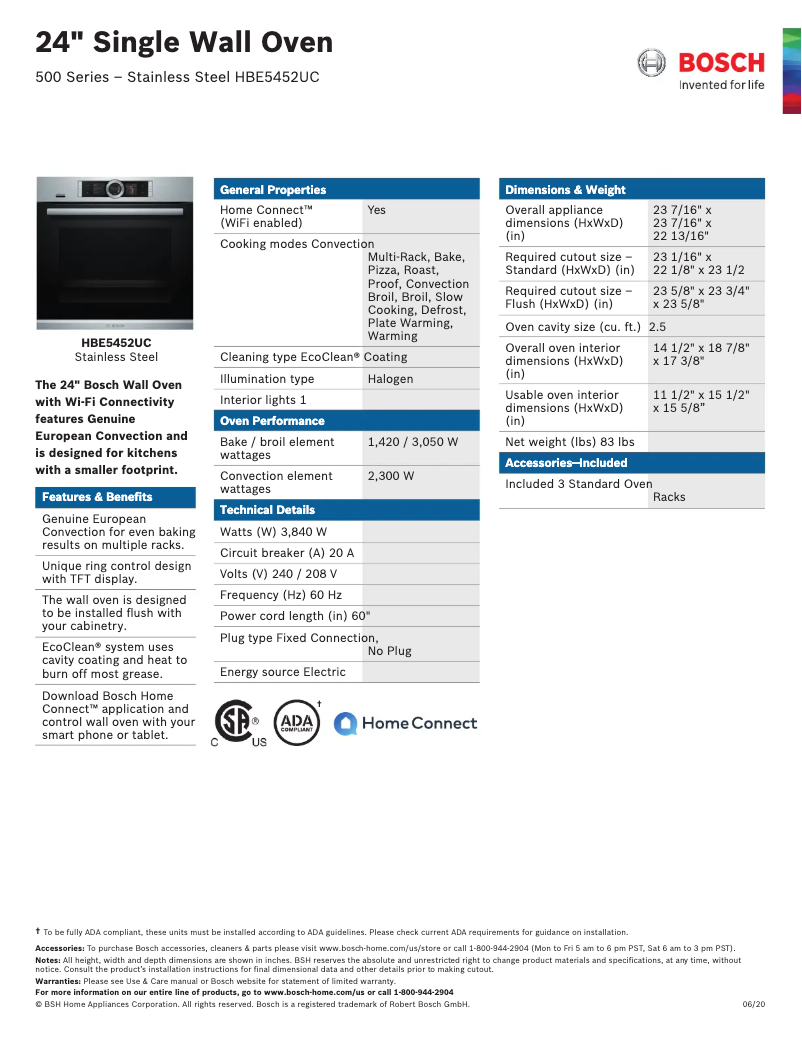 First page image of the manual for HBE5452UC