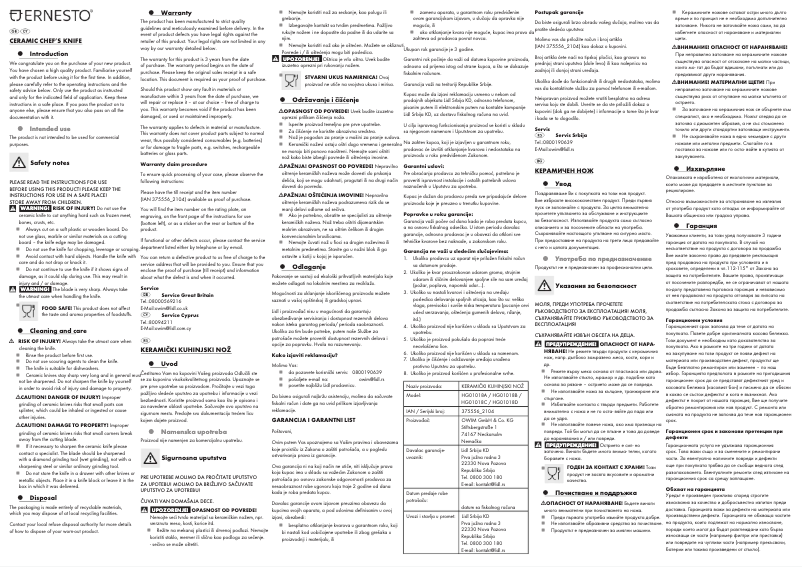 Page 1 de la notice Manuel utilisateur Ernesto HG01018