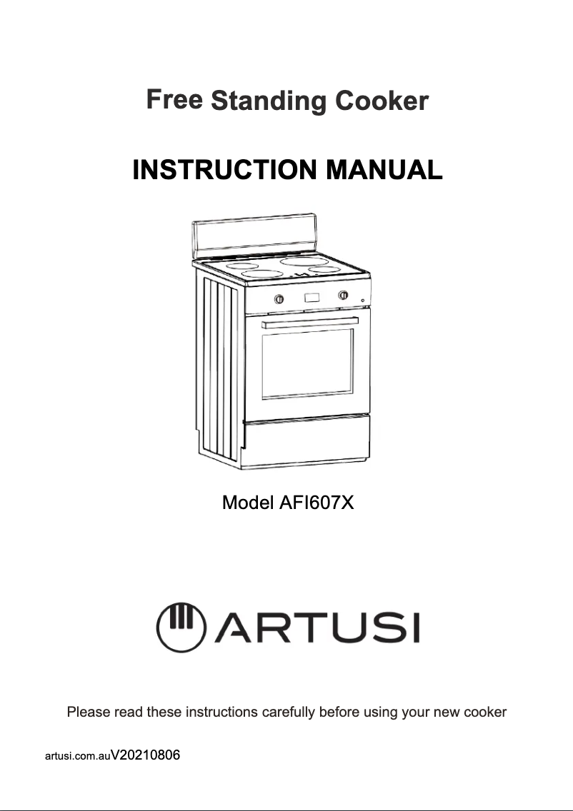 Page 1 of the manual User Manual Artusi AFI607X