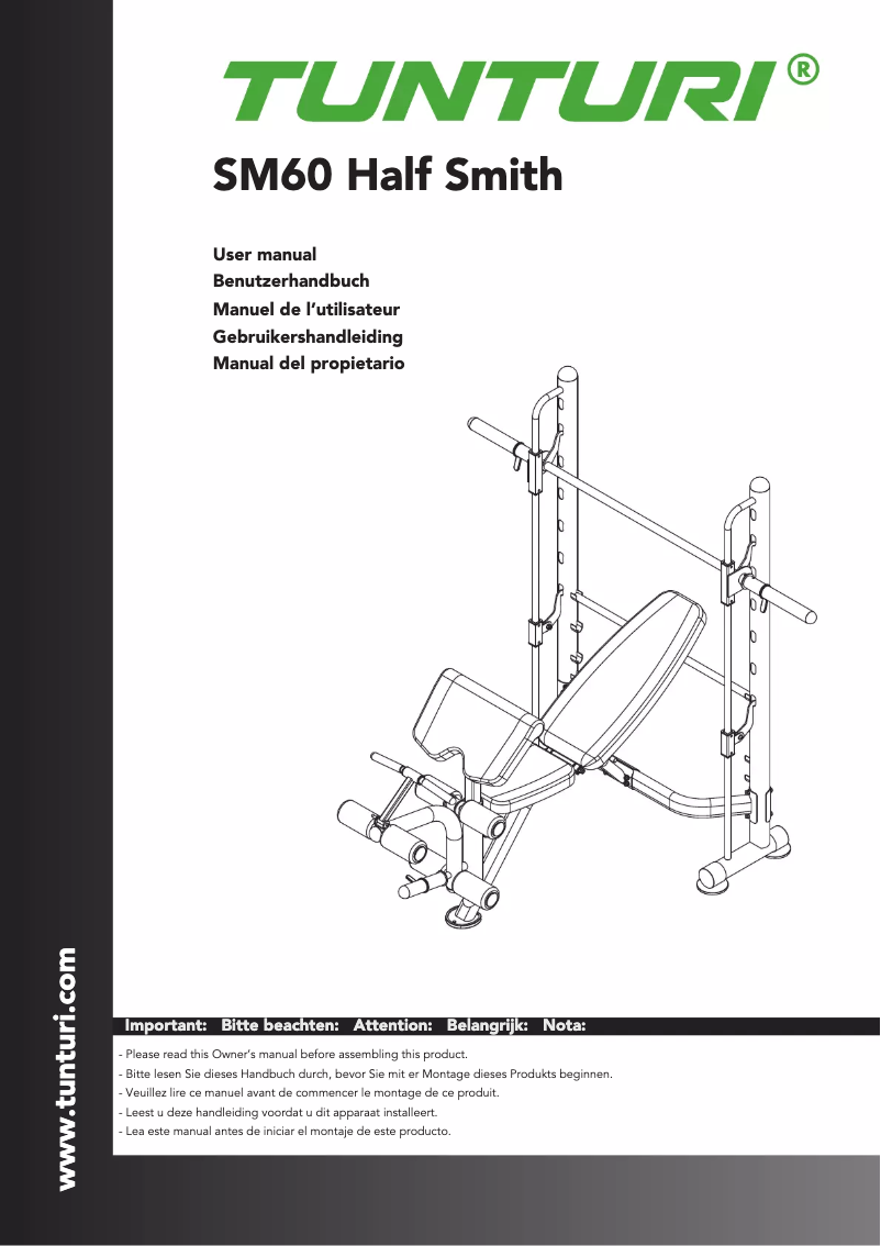 Page 1 of the manual User Manual Tunturi SM60 Half Smith