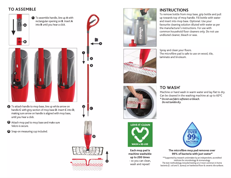 Page n°1 - Manuel utilisateur Vileda 1.2 Spray Max