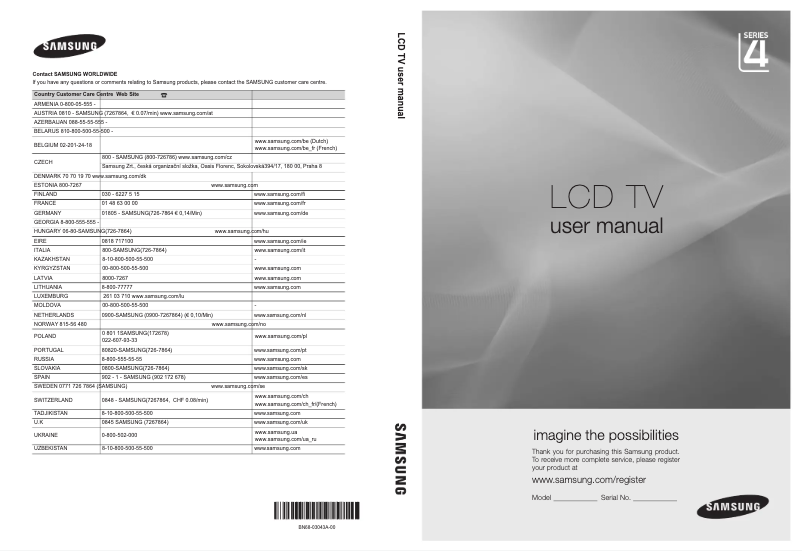 Page 1 de la notice Manuel utilisateur Samsung LE19C456E2W