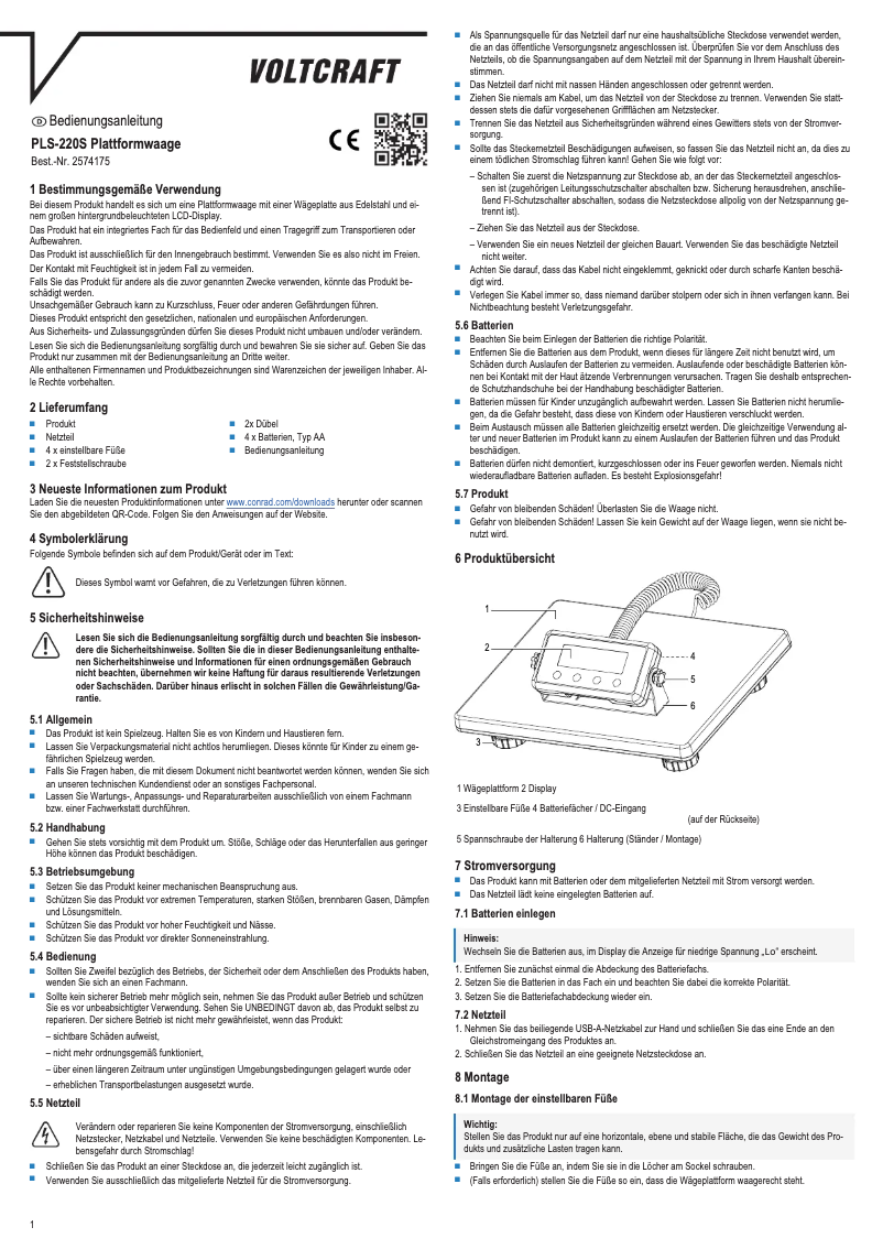 Page n°1 - Manuel utilisateur Voltcraft PLS-220S