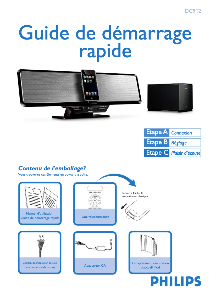 Page n°1 - Guide de démarrage rapide Philips DC912