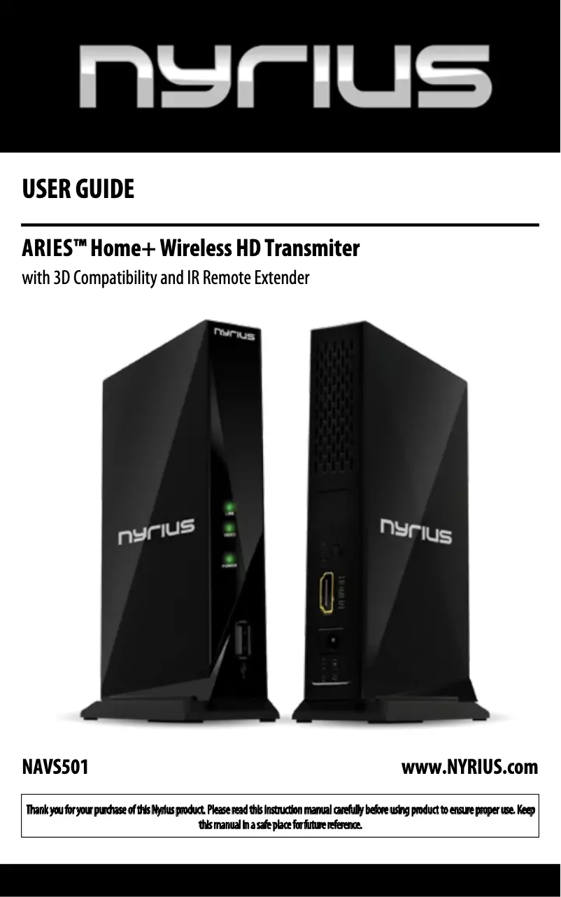 Page 1 de la notice Manuel utilisateur Nyrius NAVS501