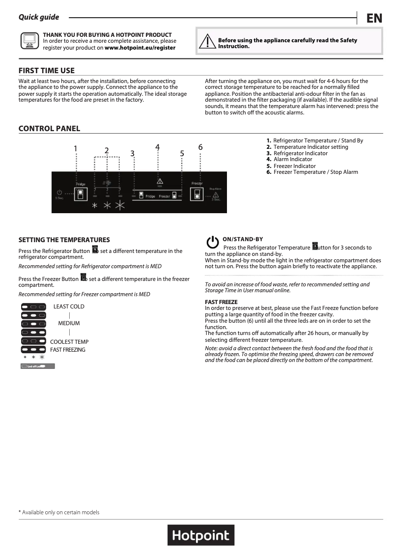 Page 1 de la notice Manuel utilisateur Hotpoint HTC18 T311 UK