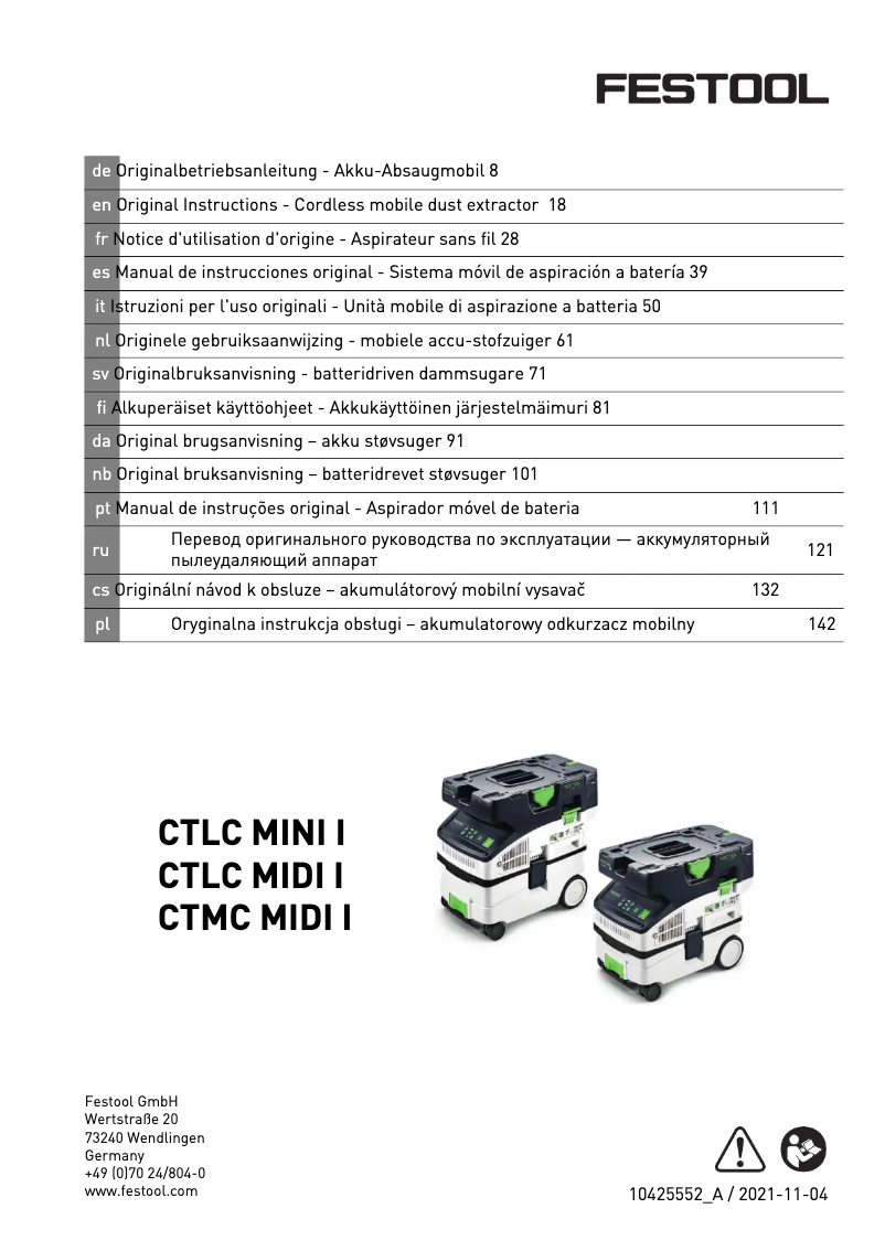 Image de la première page du manuel de l'appareil Cleantec CTLC MIDI I