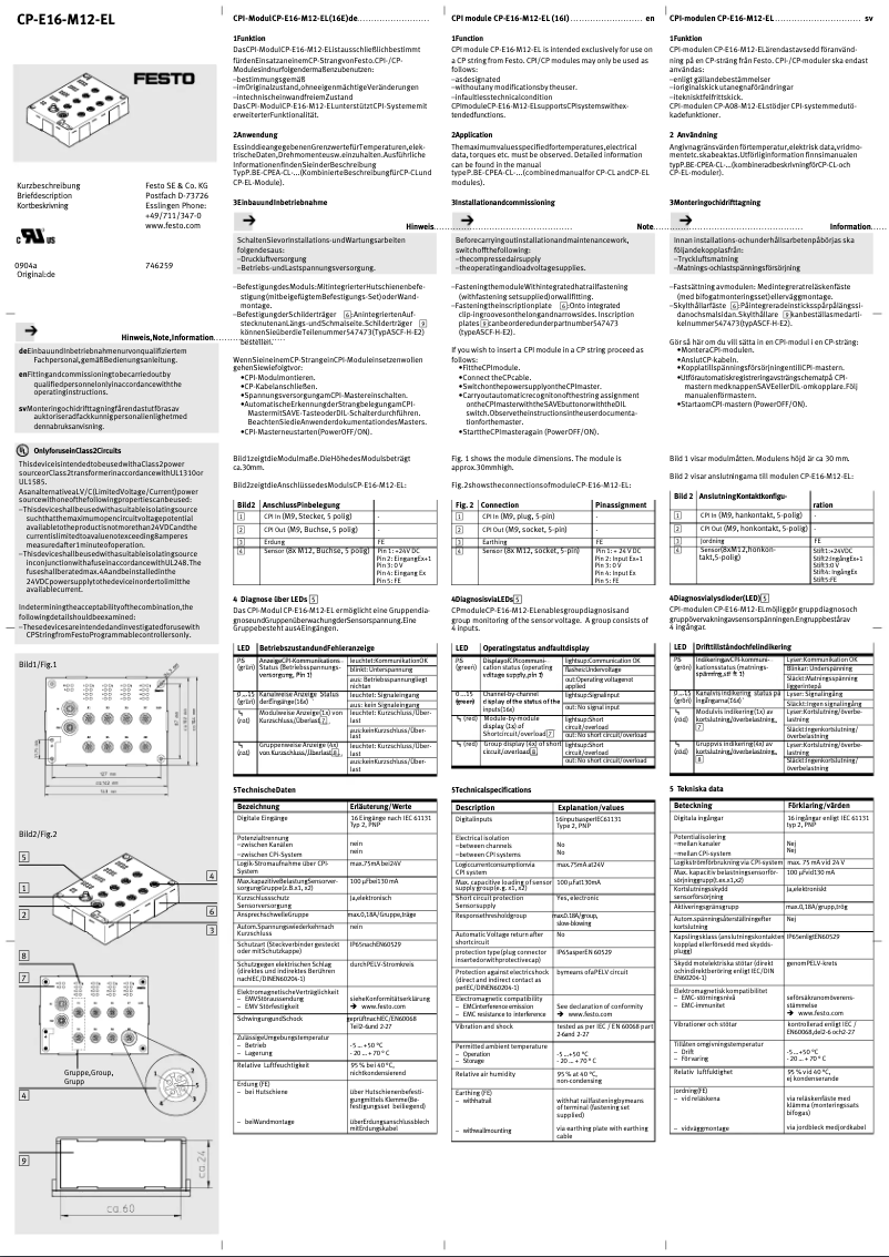 Image de la première page du manuel de l'appareil CP-E16-M12-EL