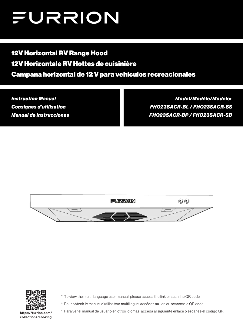 First page image of the manual for FHO23SACR