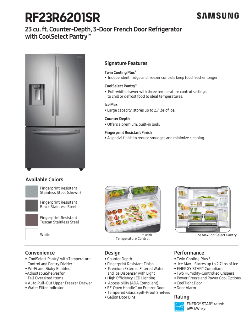 Image de la première page du manuel de l'appareil RF23R6201DT/AA