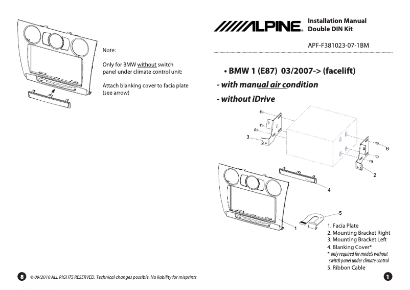Page n°1 - Manuel utilisateur Alpine KIT-7BM1M