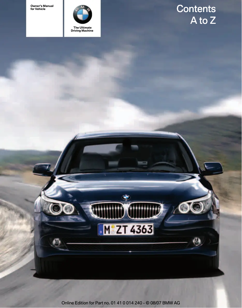 Page 1 de la notice Manuel utilisateur BMW 550i Sedan (2008)