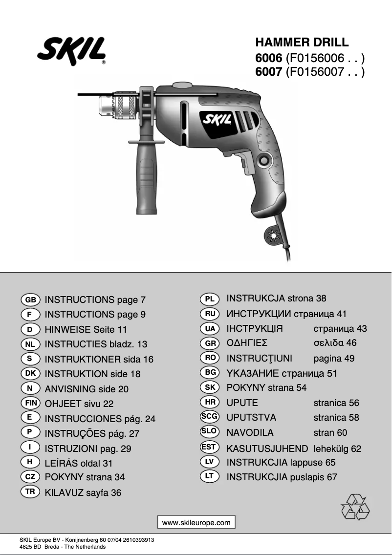 Page 1 de la notice Manuel utilisateur Skil 6006