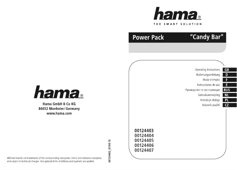 Image de la première page du manuel de l'appareil Candy Bar