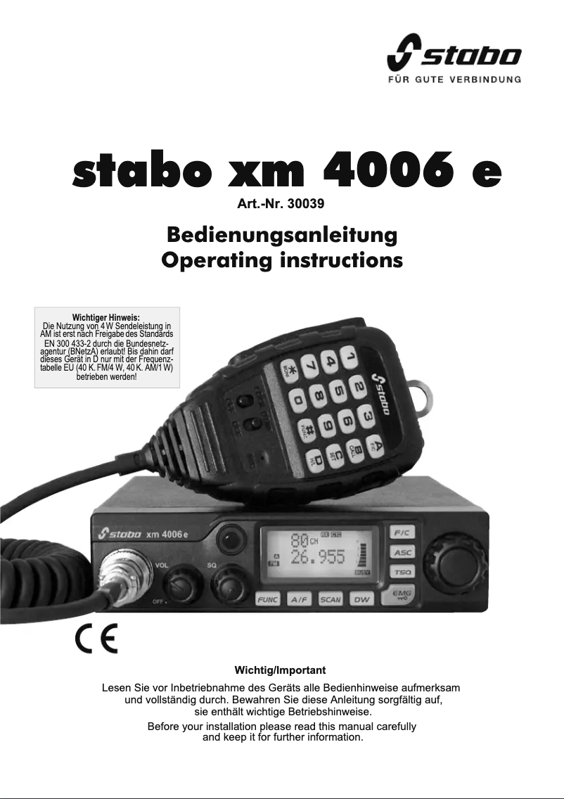 Imagen de la primera página del manual del dispositivo xm 4006 e
