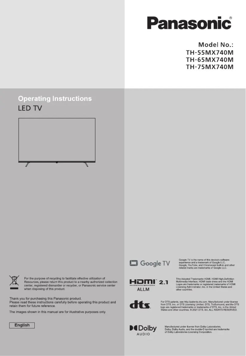 Page 1 de la notice Manuel utilisateur Panasonic TH-75MX740M