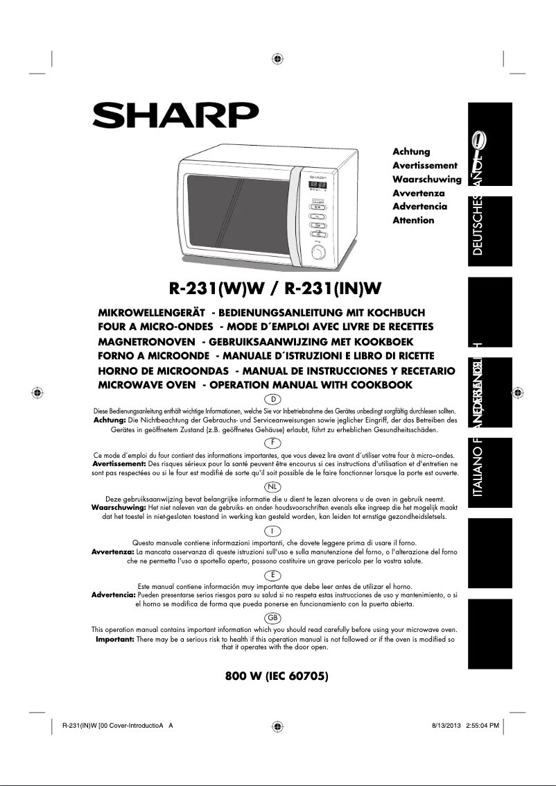 Page 1 de la notice Manuel utilisateur Sharp R-231(W)W