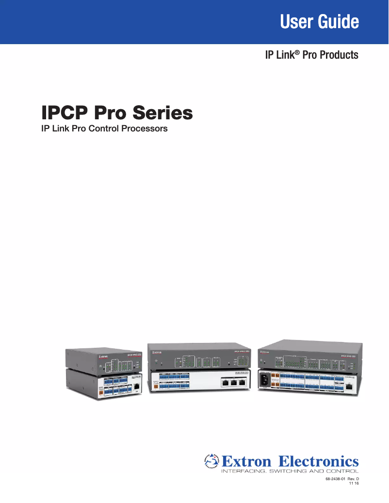 Page n°1 - Manuel utilisateur Extron IP Link Pro Control Processor LL UI Upgrade