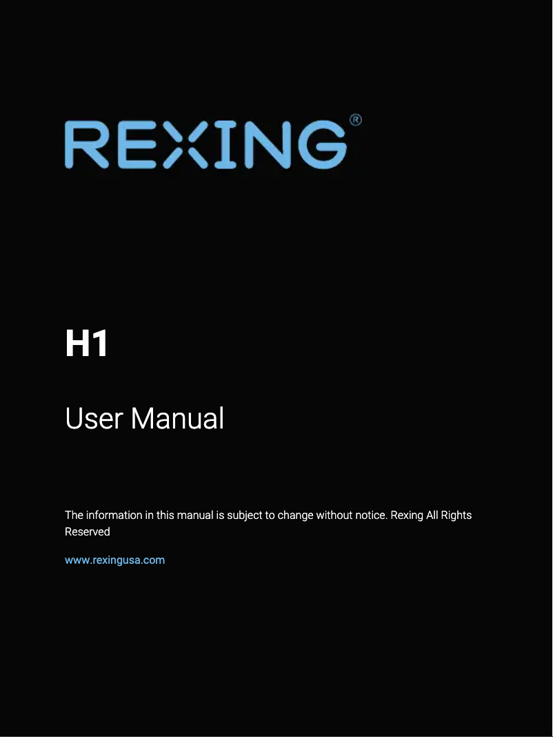 Page 1 de la notice Manuel utilisateur Rexing H1